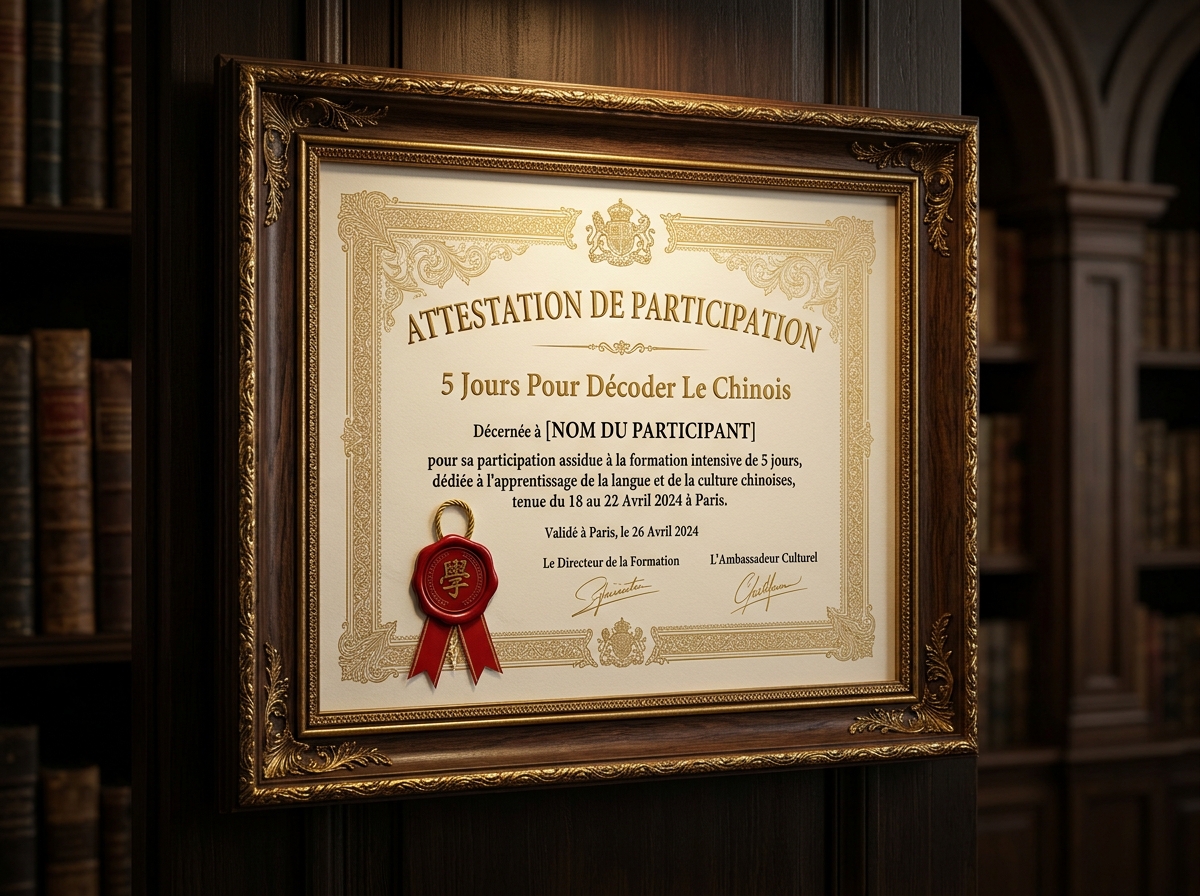 Attestation Officielle de Participation - Espoir Chinois